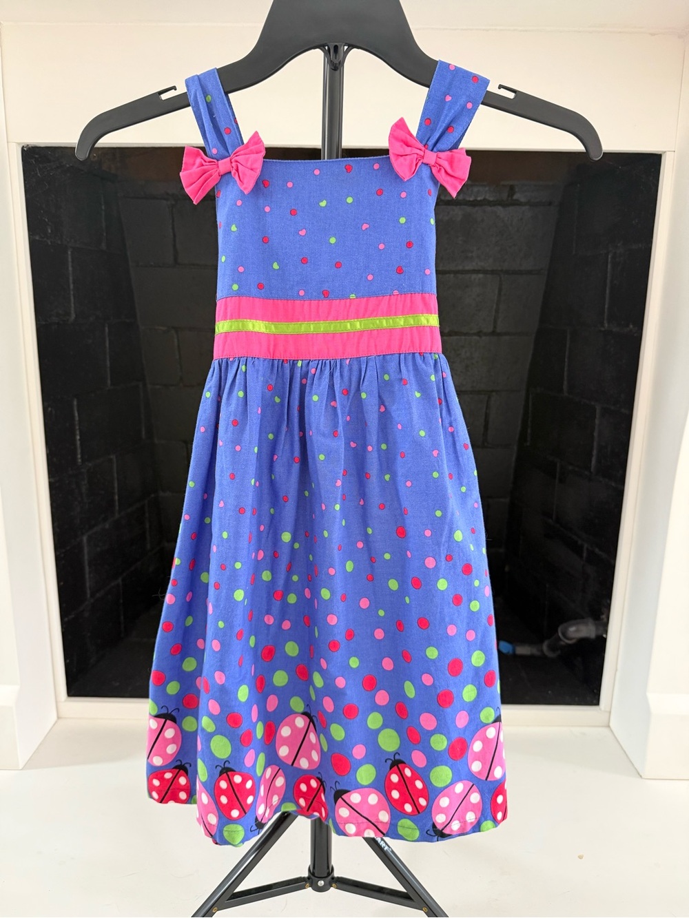 Girls Purple Polka Dot Party Dress with Pink Bows